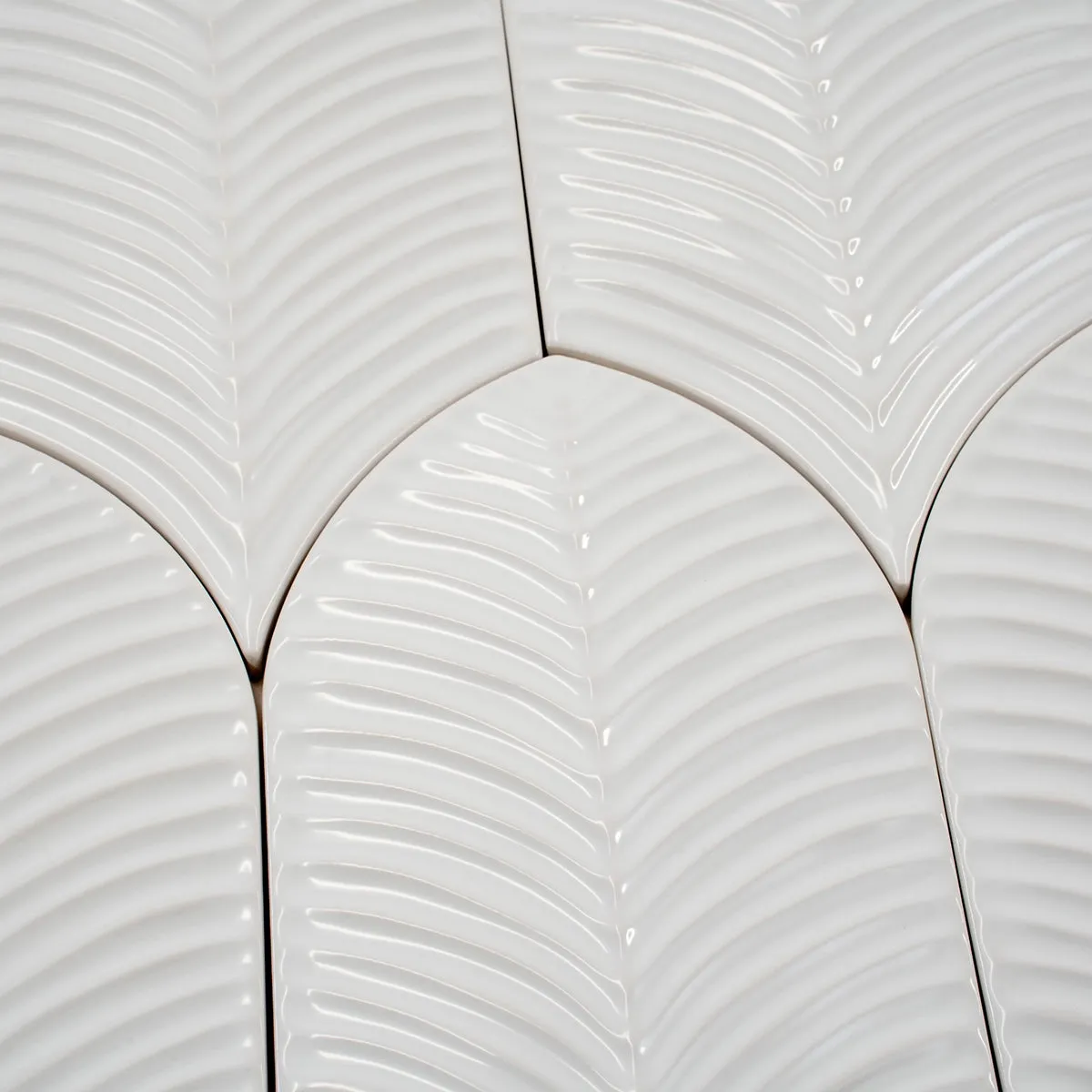 Plume White Feather Ceramic Tile