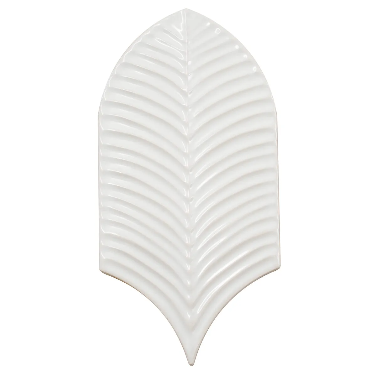 Plume White Feather Ceramic Tile