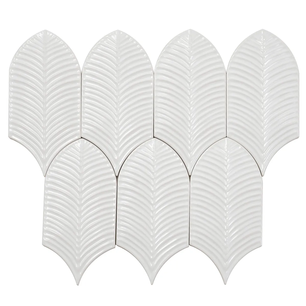 Plume White Feather Ceramic Tile