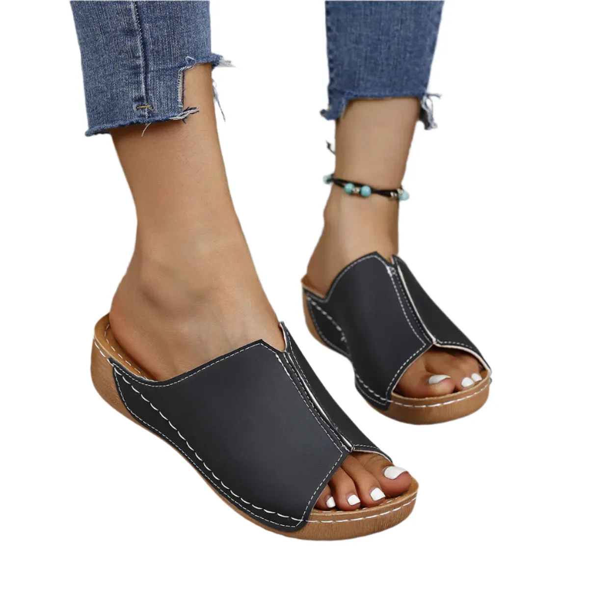 PU Leather Open Toe Sandals