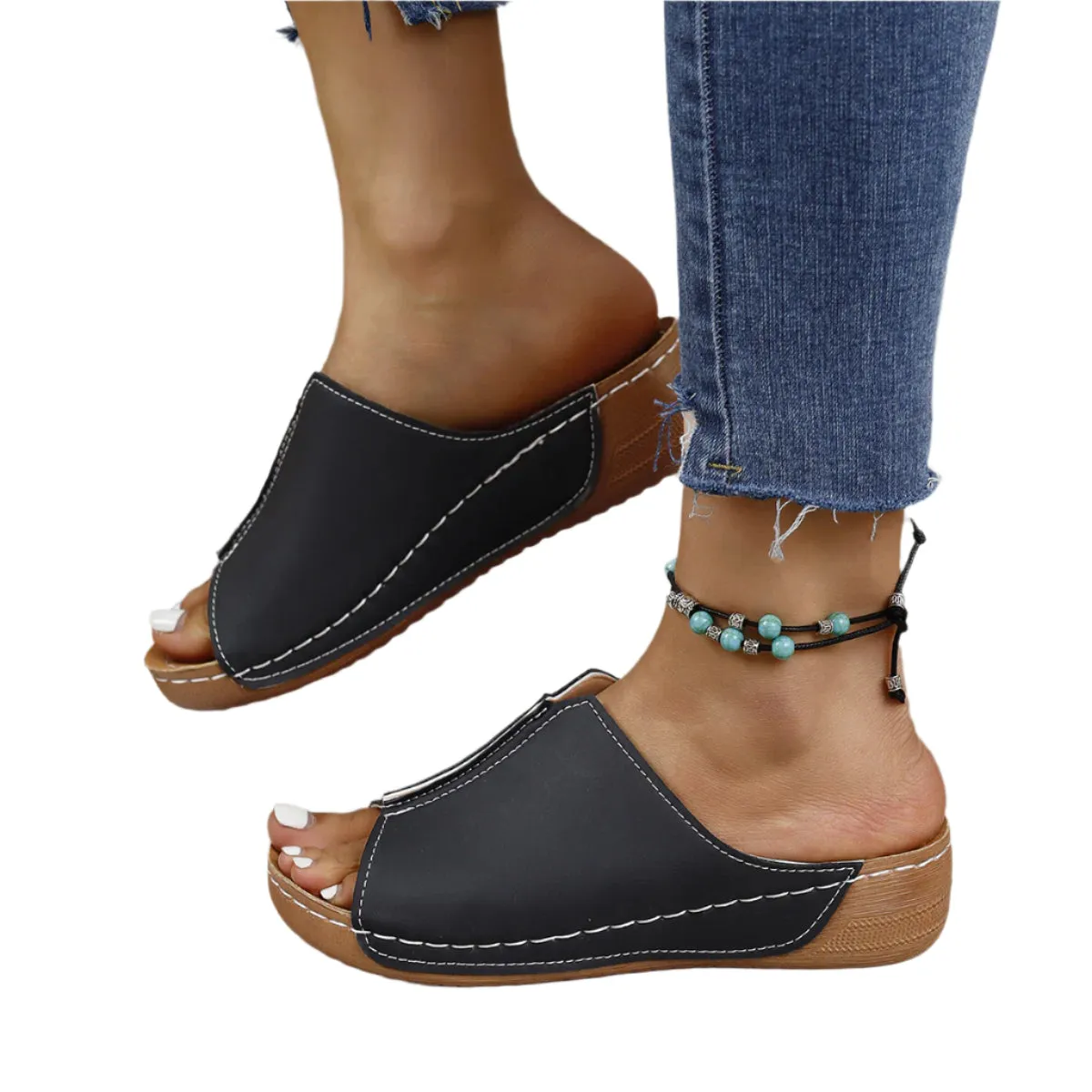 PU Leather Open Toe Sandals
