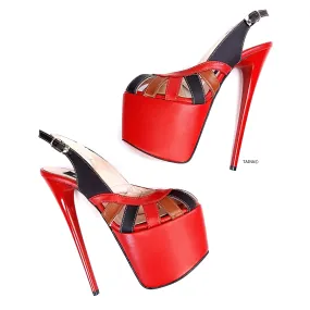 Retro Straps Red Sling Back High Heels