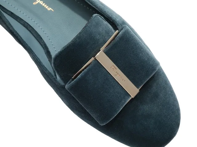 SALVATORE FERRAGAMO Sarno Women's 725068 Steel Blue Flats Size 6.5 D MSRP $695