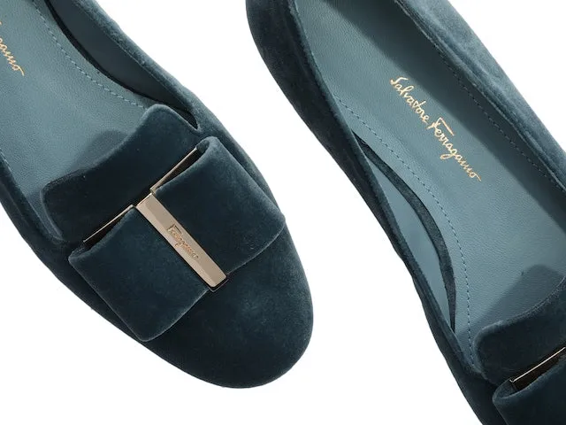 SALVATORE FERRAGAMO Sarno Women's 725068 Steel Blue Flats Size 6.5 D MSRP $695