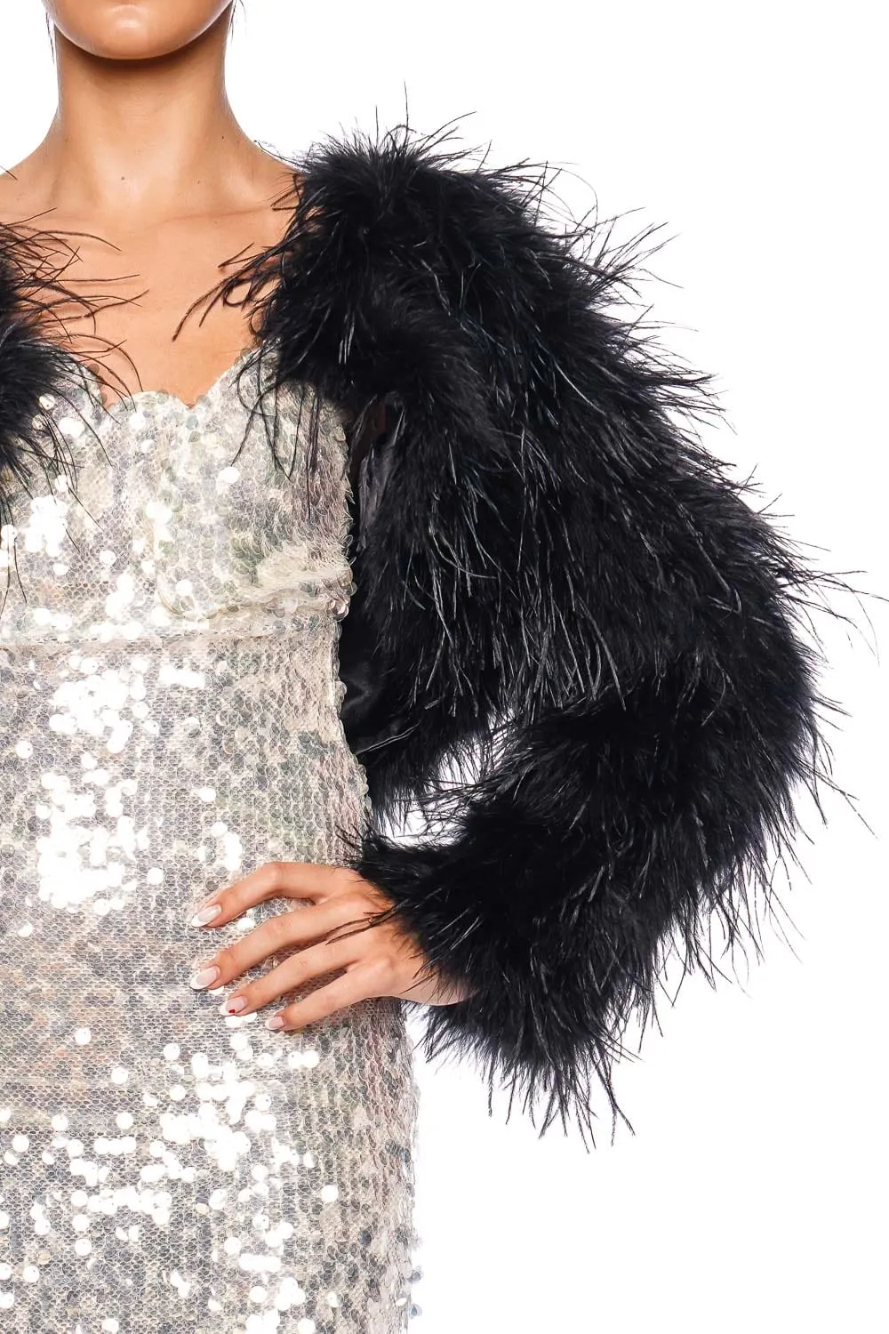 Sara Black Feathered Bolero