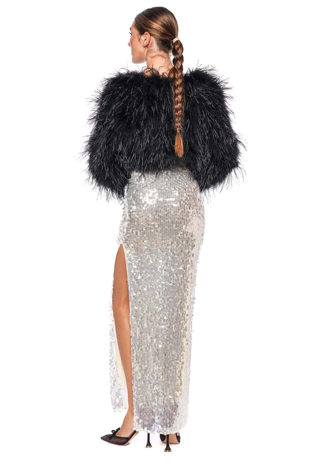 Sara Black Feathered Bolero