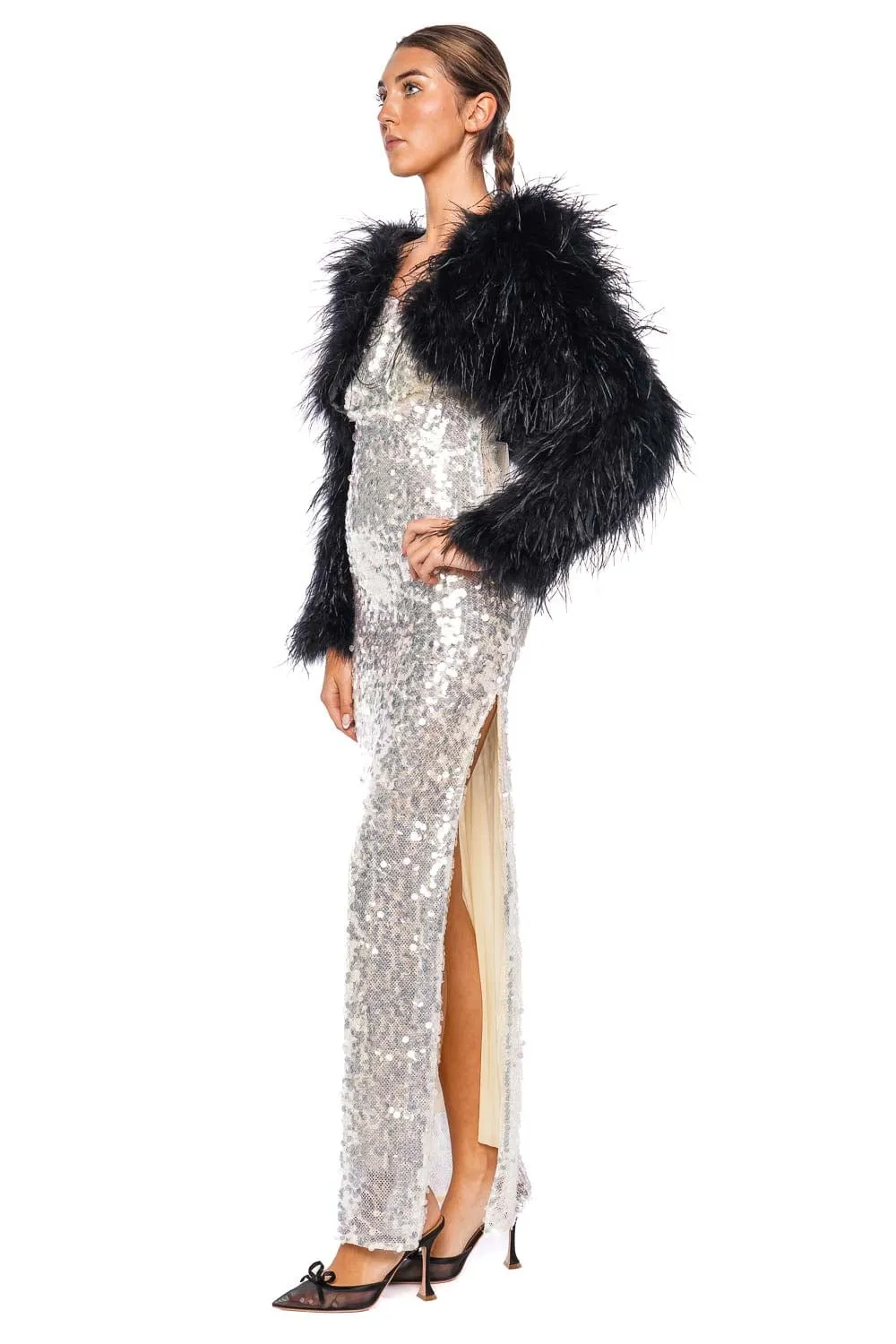 Sara Black Feathered Bolero
