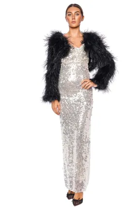 Sara Black Feathered Bolero