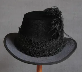 Tall Hat - Black / Black Smooth Velvet