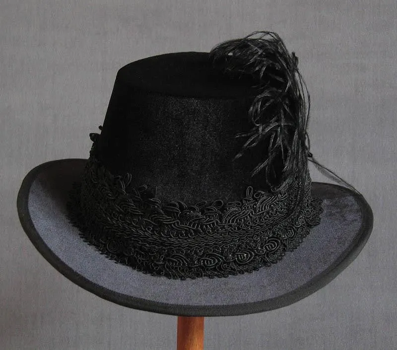 Tall Hat - Black / Black Smooth Velvet
