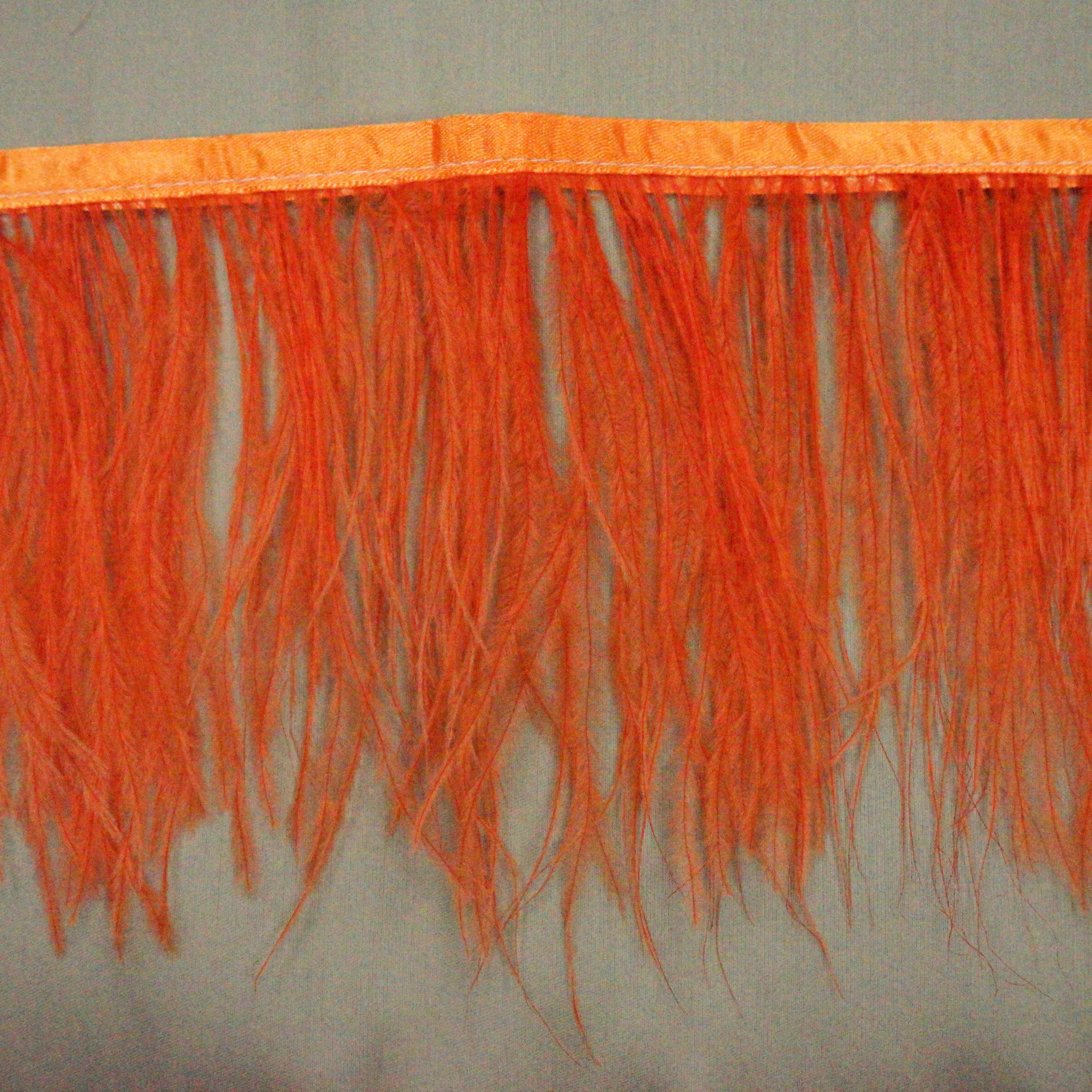Tangerine Orange Ostrich Feather Trim 2 PLY