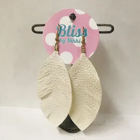 Thin Feathered Leather Drop Earrings