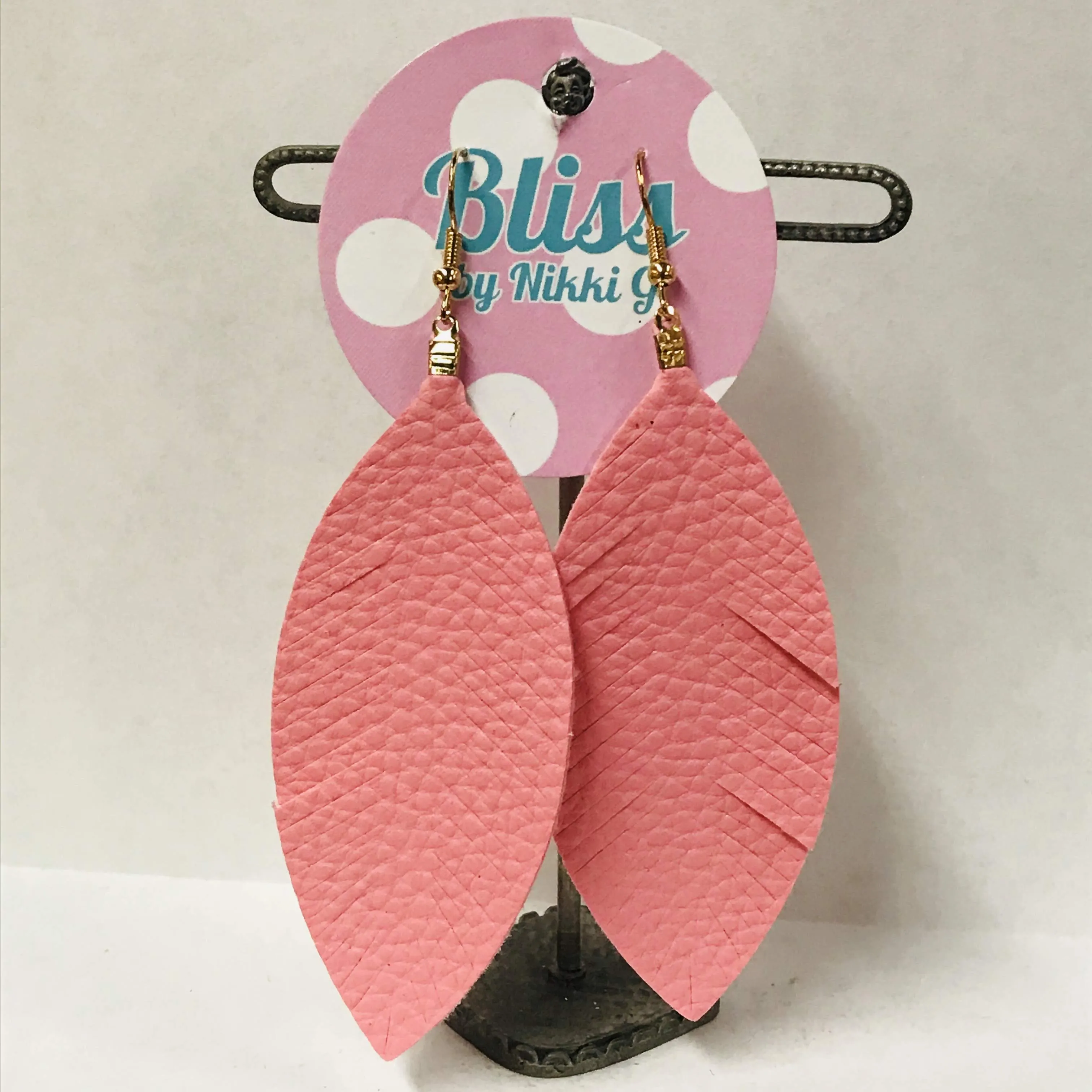 Thin Feathered Leather Drop Earrings