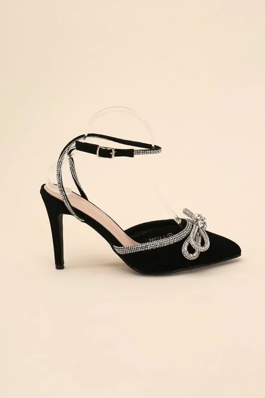 Top Moda Pointed Toe Double Bow Stiletto High Heel