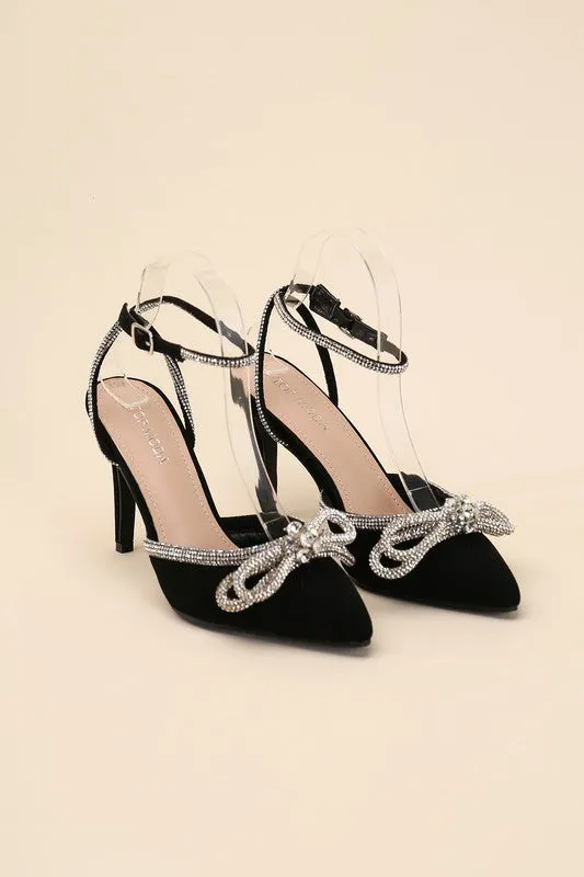 Top Moda Pointed Toe Double Bow Stiletto High Heel