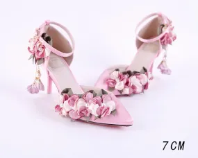 Women Flowers Sweetheart Pumps With Strap